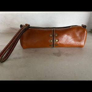 Patricia Nash Isla Oblong Italian Leather Wristlet, Cognac Brow
